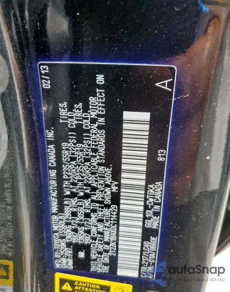 2013 Lexus Rx 350 from USA, damaged, VIN 2T2ZK1BAXDC114429